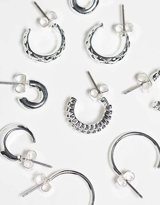 Monki pack small hoops in silver ASOS