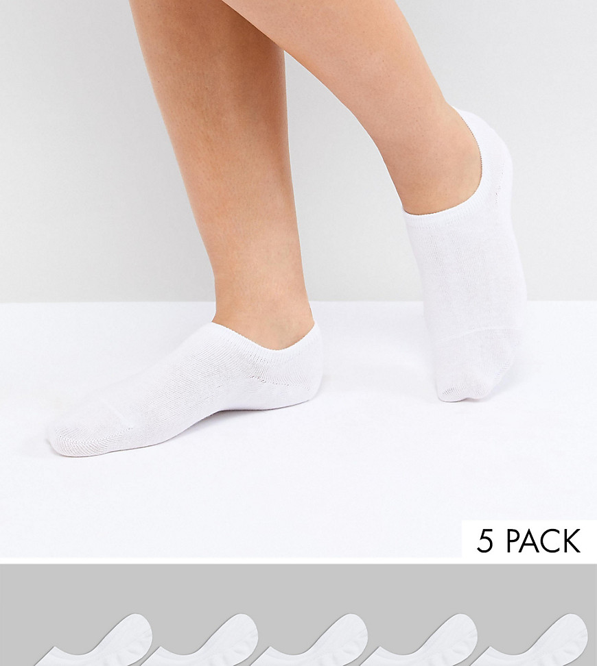 Monki 5 pack sneaker socks in white
