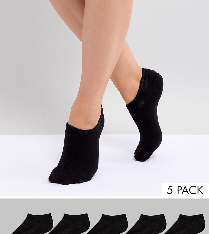 Monki 5 pack trainer socks in black