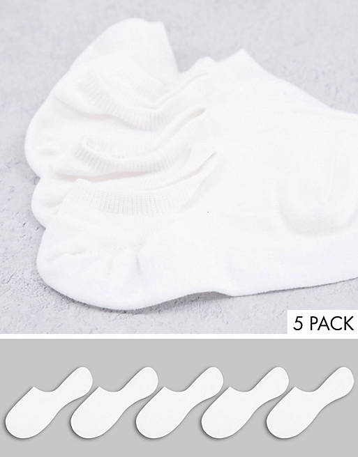 Monki 5 pack trainer socks in white