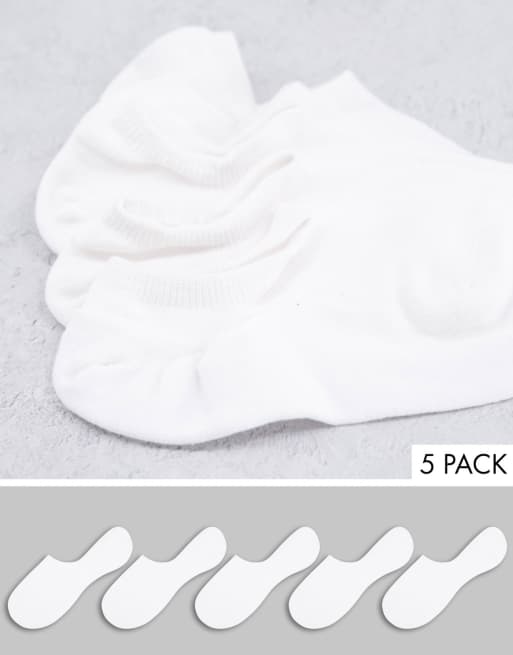 Monki 5 pack trainer socks in white
