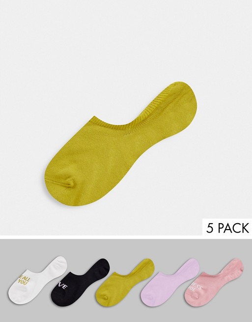 Monki 5 pack word trainer socks in multi