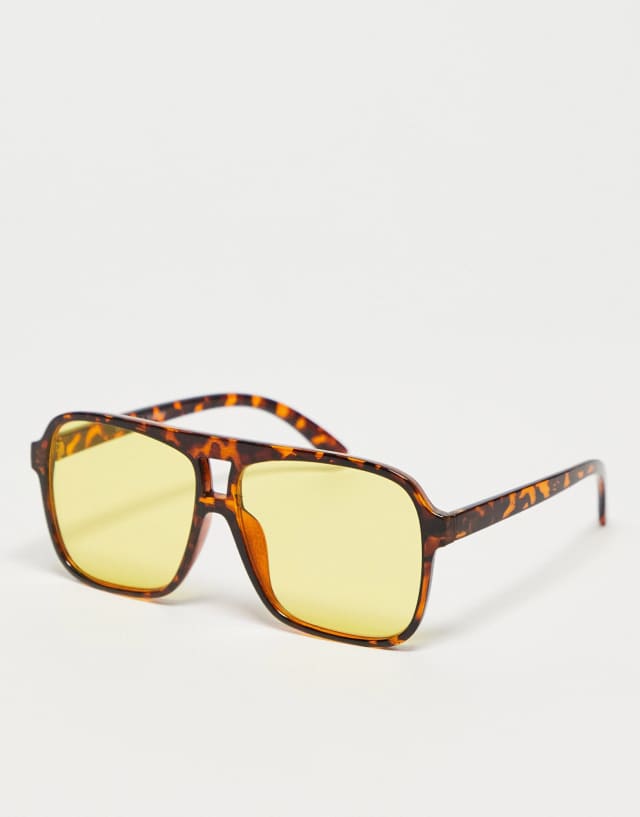 Monki 70s aviator sunglasses in brown tint