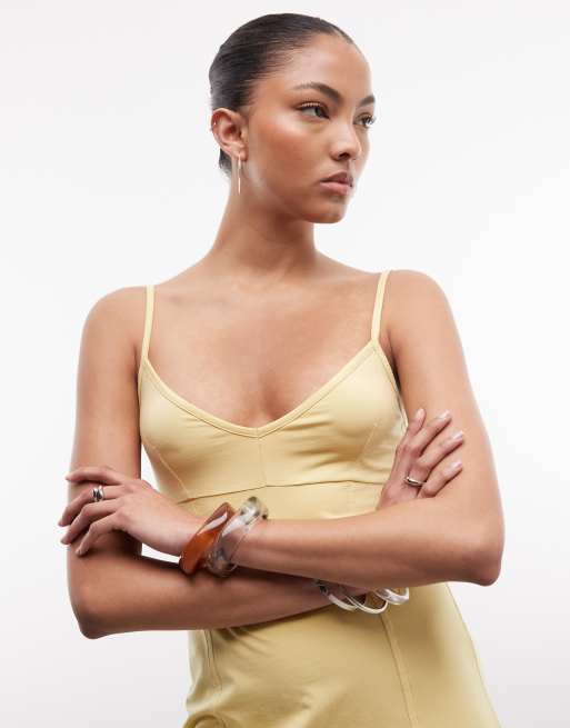 Monki 90s cami mini dress in yellow, 3 of 4