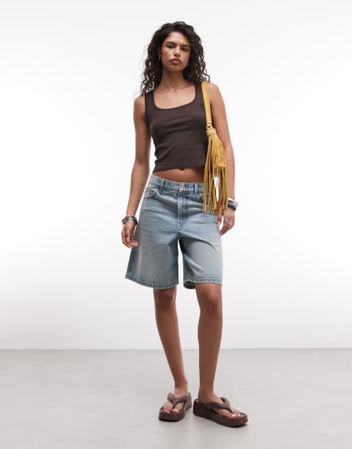 Monki 90s ribbed tank top in dark brown, 2 of 4