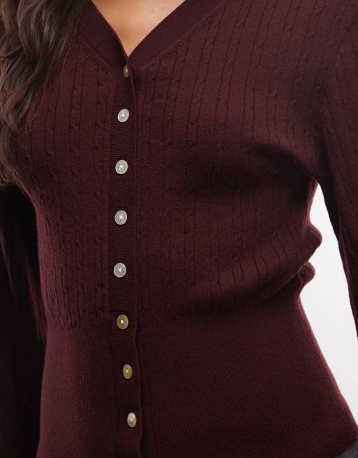 Monki aansluitend compact vest in bordeauxrood, 3 van 4