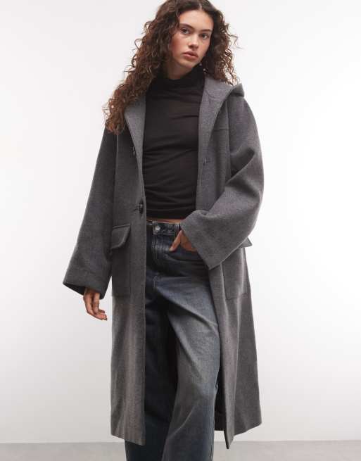 Monki abrigo montgomery de mezcla de lana en gris, 4 de 4