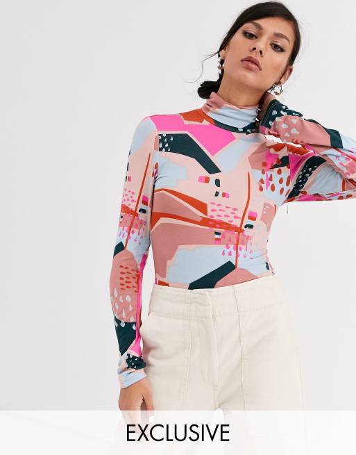 long sleeve abstract top