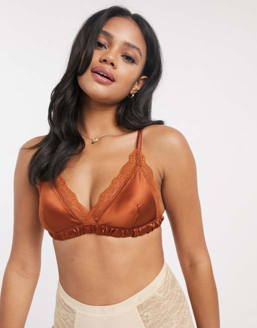 Monki satin bralette and briefs