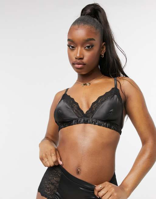 Black Satin Lace Bra – BatBra