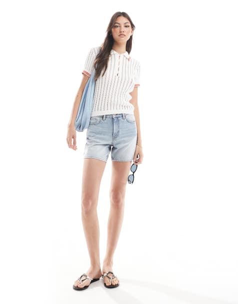 Monki - Aimo - Afslappede denimshorts i lys vask - view 1