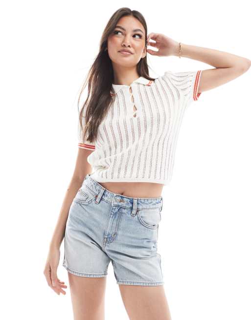 Monki – Aimo – Jasnoniebieskie szorty jeansowe o luźnym kroju , 2 z 5