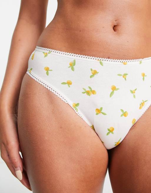 Monki - Aina - Slip in cotone bianco a fiori