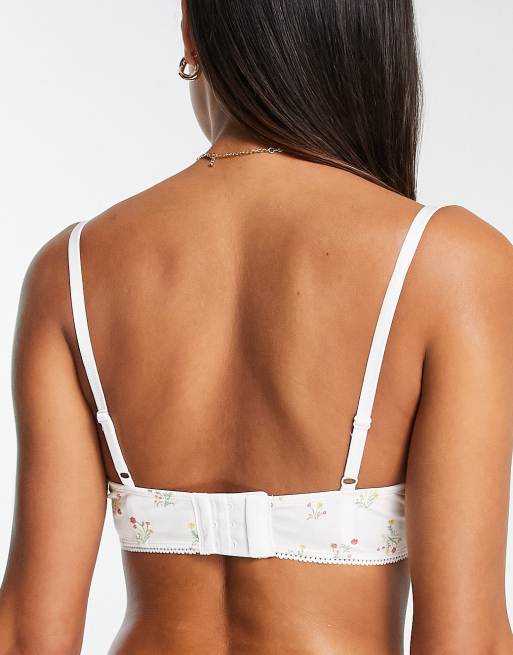Monki - Aina - Vit bralette med blommigt mönster i bomull - VIT, 2 av 4