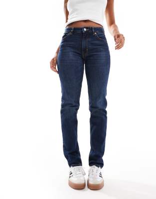 Monki Ako mid waist slim fit jeans in ocean blue