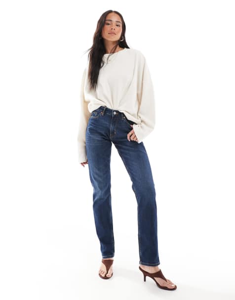 Monki Ako mid waist slim fit jeans in ocean blue - view 1