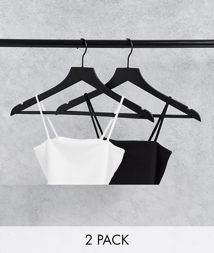 Monki Alissa recycled 2 pack cami crop top in black and white