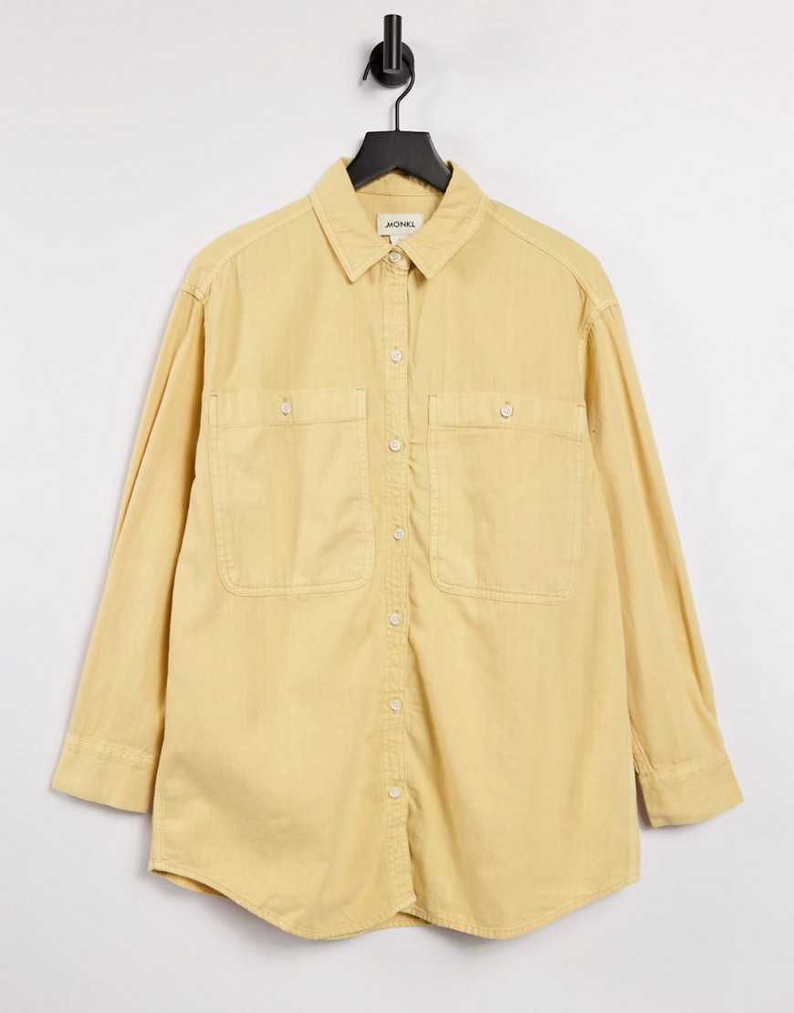 Monki - Allison - Oversized overhemd van biologisch katoen in natuurlijke gele kleur-Geel