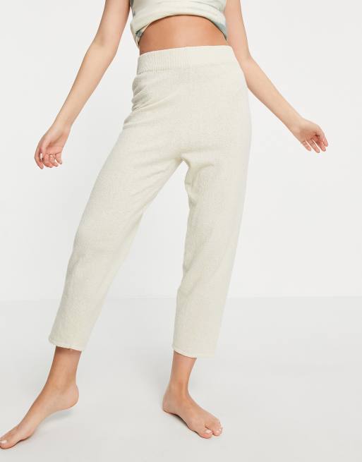 Monki Ally knitted lounge pants in camel - BEIGE