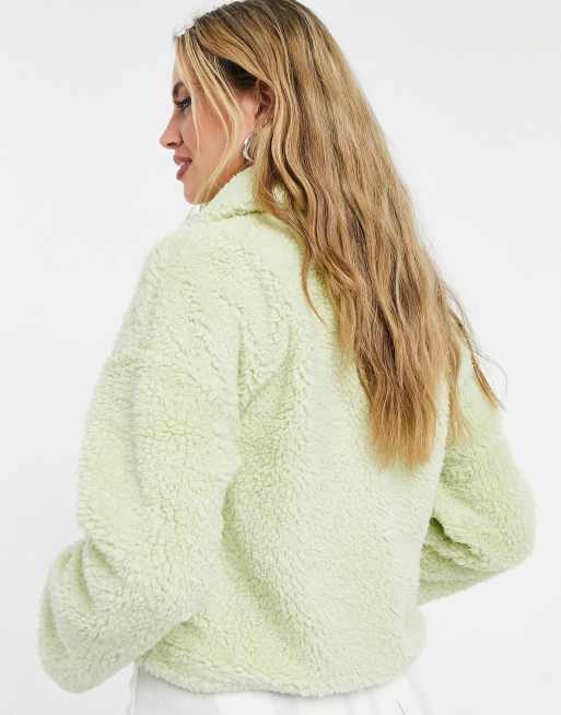 Monki - Amalia - Fleece sweatshirt met opstaande boord in saliegroen - MGREEN, 2 van 4