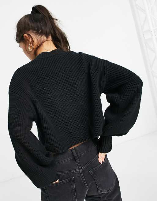 Monki Amelie knitted sweater in black - BLACK, 2 of 4