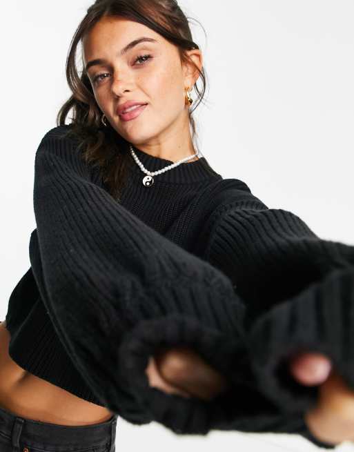 Monki Amelie knitted sweater in black