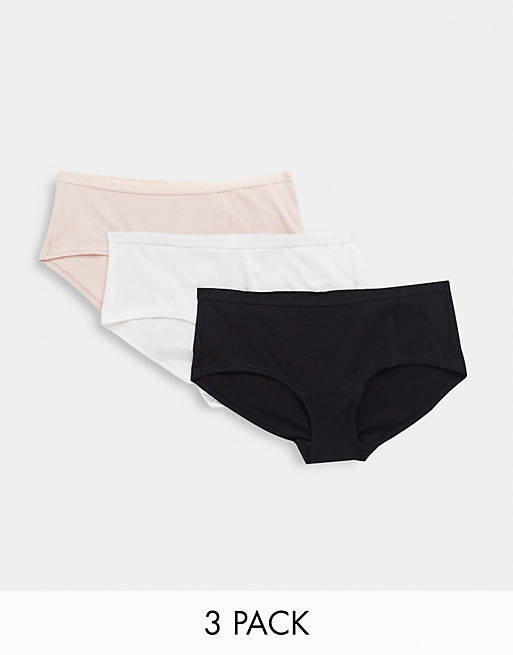Size UK Small In Black Monki *Monki* Anja 3-pack Hipster Briefs Pink White 