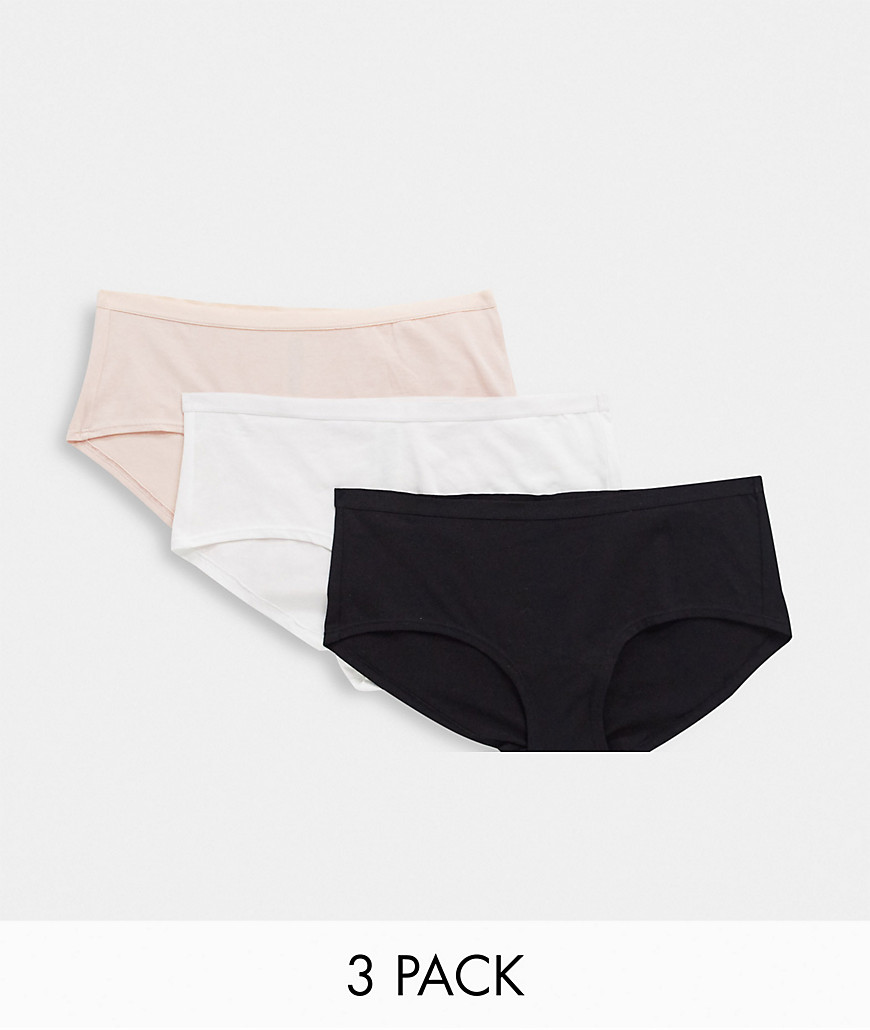 Monki Anja organic cotton 3-pack hipster briefs in multi