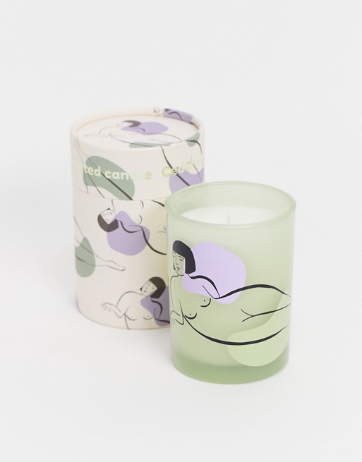 Monki Anna lady print candle in white