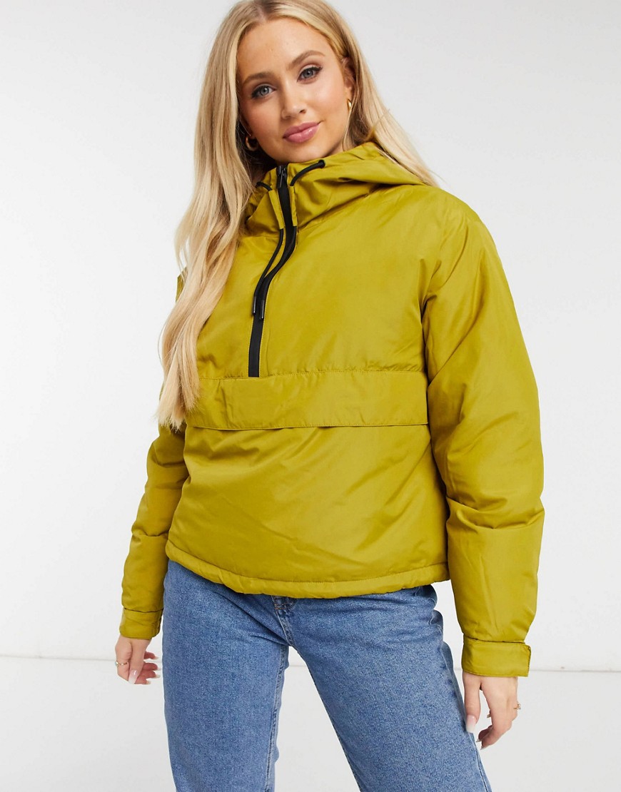 Monki Anouk recycled padded anorak in olive-Green