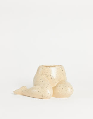 Monki Monki Ariel lady body vase in beige speckle-Neutral