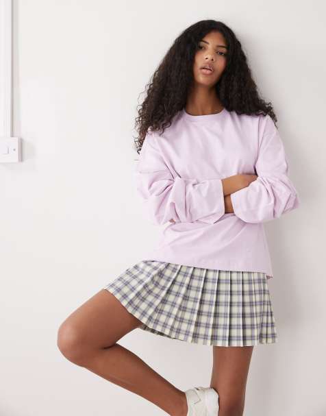 Monki Aster long sleeve top with side slits in light pink