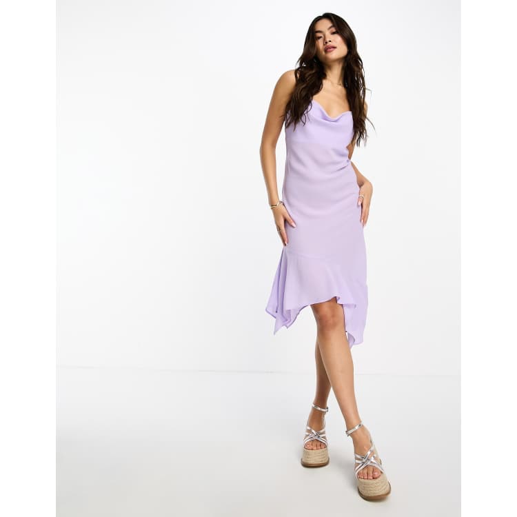 Monki asymmetric hem cami midi dress in lilac ASOS