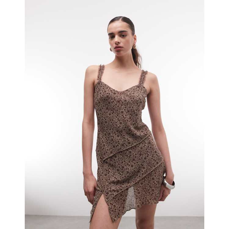 monki brown dress Monki - Tie Front Mini Dress - Women - Linen/Cotton - 42 EU