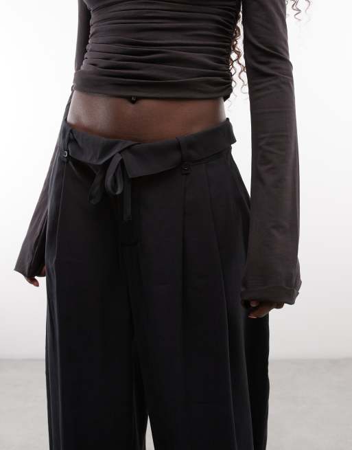 Monki asymmetrische geplooide broek in zwart, 3 van 5