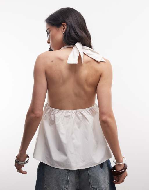 Monki - Babydoll top met halternek in wit, 4 van 4