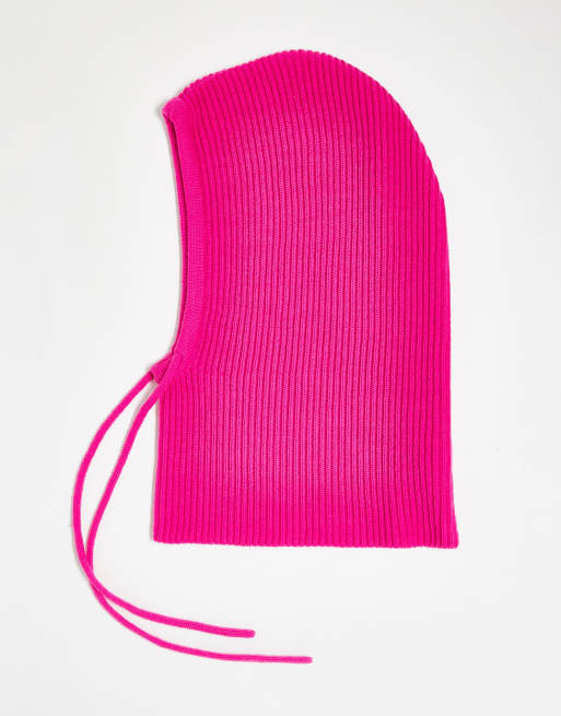 Monki – Balaklava-Kapuzenmütze in Rosa