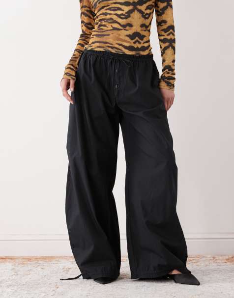 Monki balloon leg trouser in black - view 1
