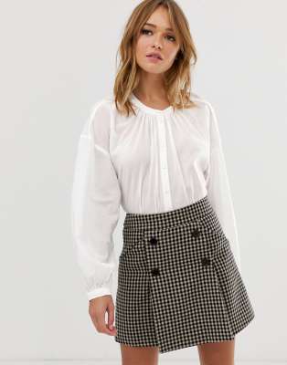 Monki balloon sleeve blouse in white