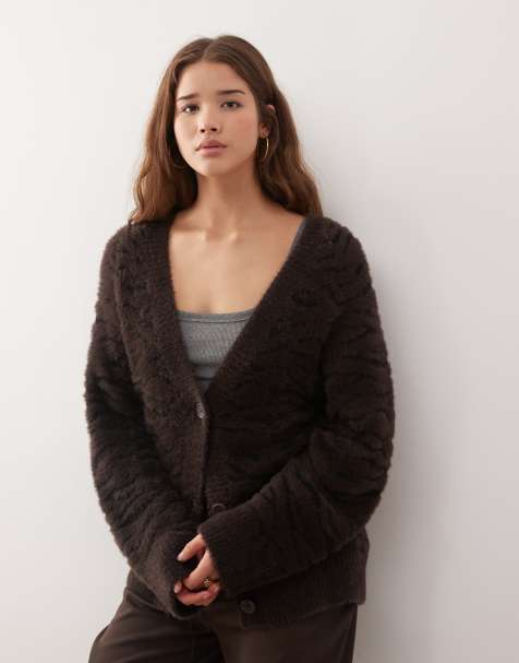 Monki - Bambi - Gilet en maille jacquard - Marron chocolat - view 1