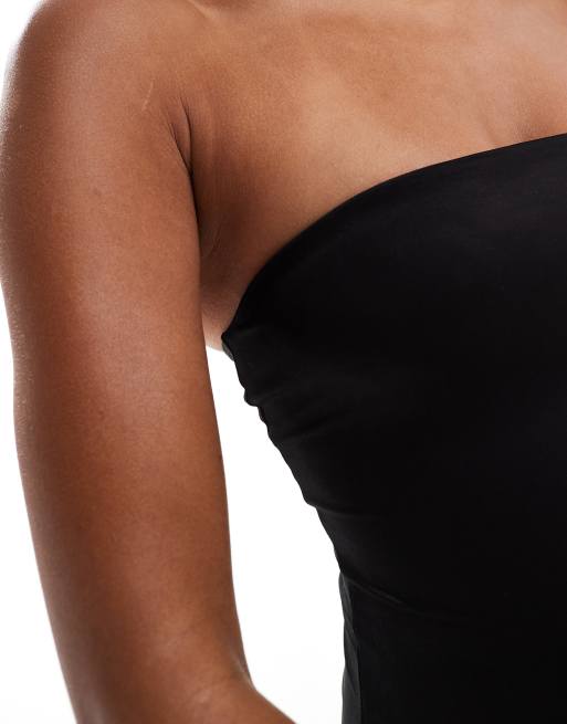 Monki bandeau swimsuit in black, 4 of 4