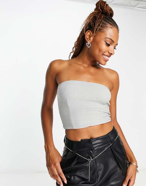 Monki bandeau in silver glitter |