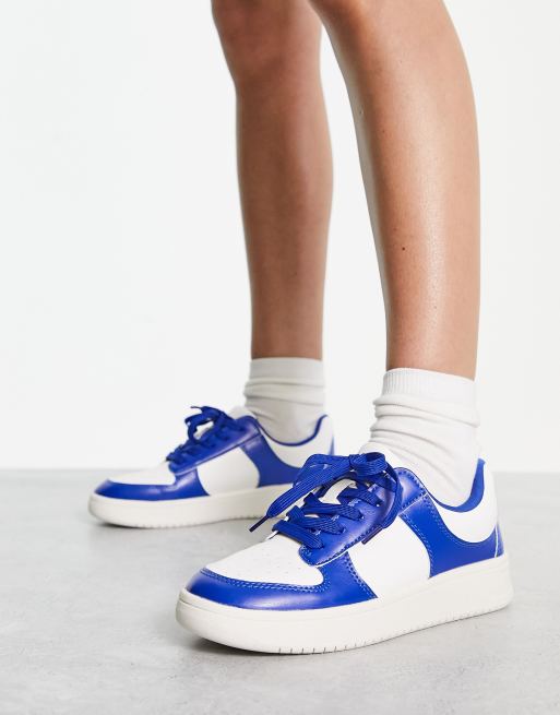 Monki basketball sneakers in bright blue