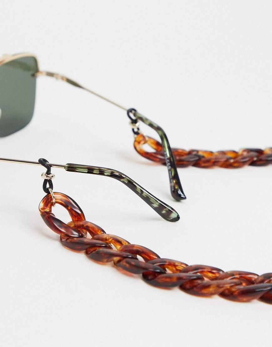 Monki - Bay - Catenina per occhiali da sole tartarugata marrone