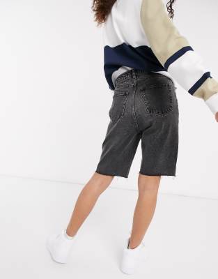 black long denim shorts