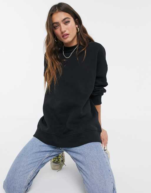 Monki Beata long oversize sweatshirt in black ASOS