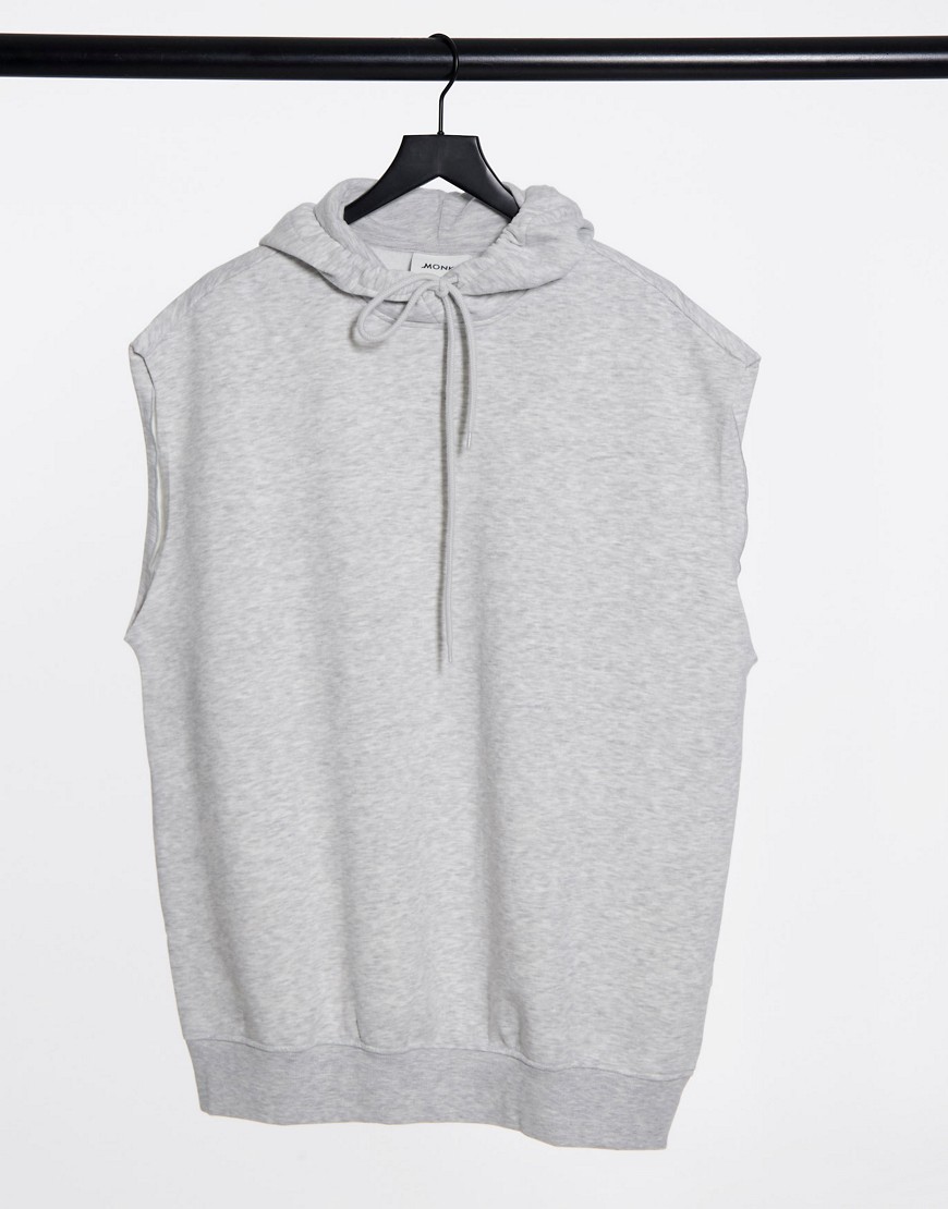 Monki Becky organic cotton blend sleeveless hoodie in gray-Grey