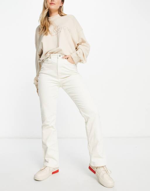 Monki - Beige fløjlsbukser med svaj