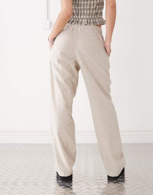 Monki – Beige linnebyxor, exklusivt hos ASOS, 5 av 5