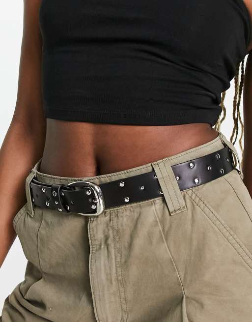 Monki belt with rounded flat studs in black | ASOS